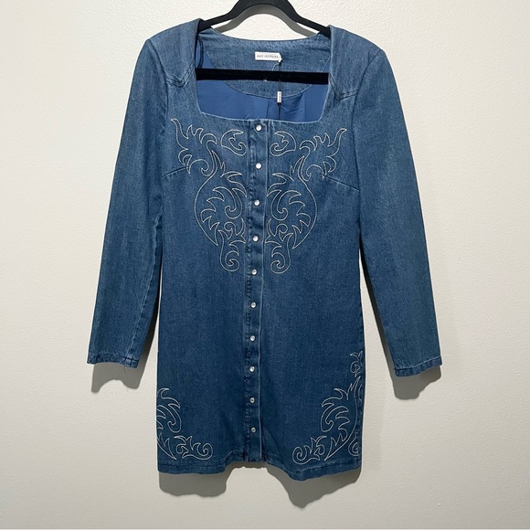 Avec Les Filles Dresses & Skirts - Avec Les Filles NWT Blue Denim Western Long Sleeve Dress Size 8